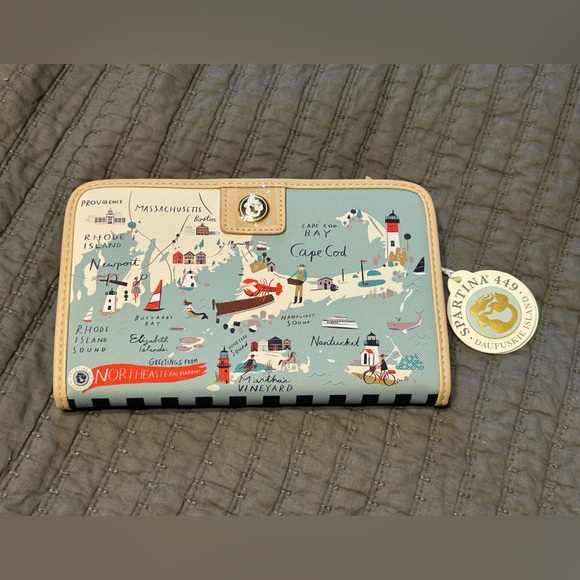 Spartina 449 Handbags - Spartina 449 Light Blue Nautical Map Zip Wallet